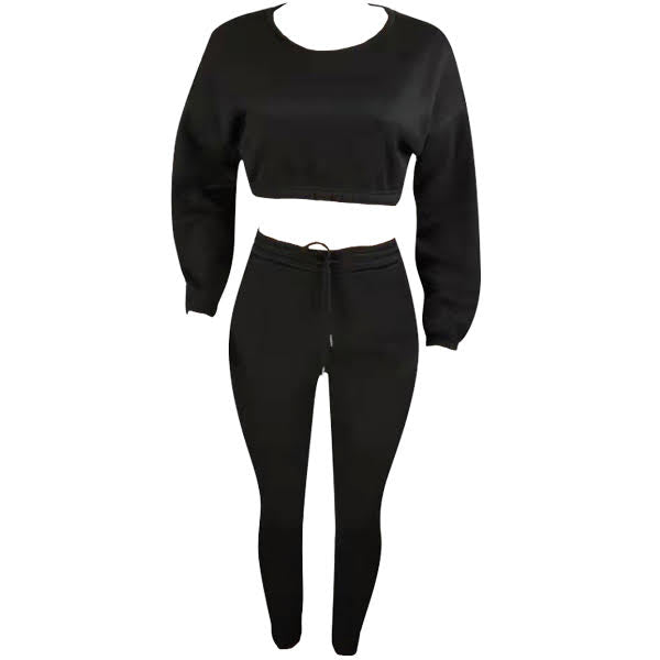 Cropped Sweater Fleece Set