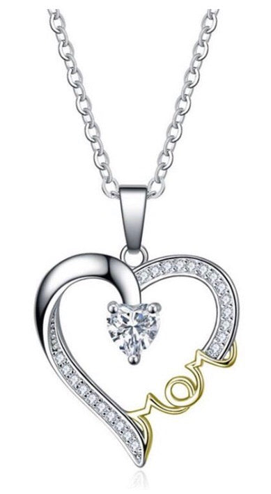 Mother and Child Love Heart Pendant Necklace Jewelry