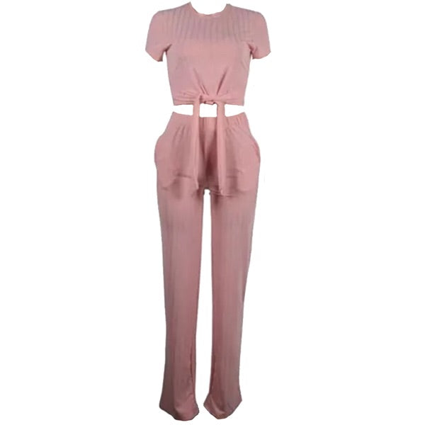 Tie Front Top & Wide Leg Pants