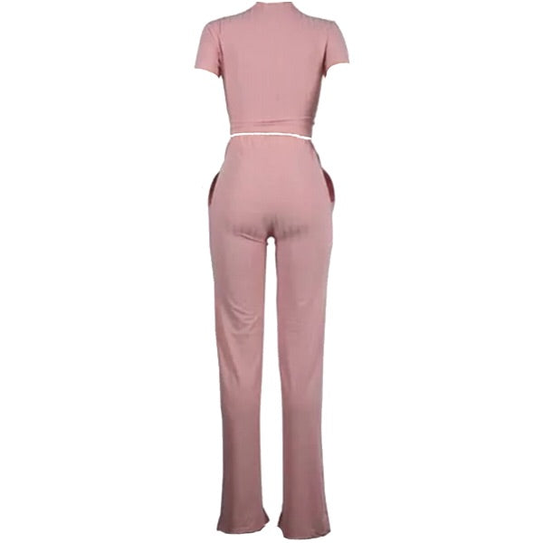 Tie Front Top & Wide Leg Pants