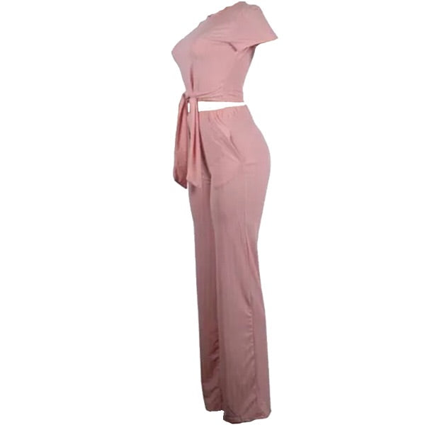 Tie Front Top & Wide Leg Pants